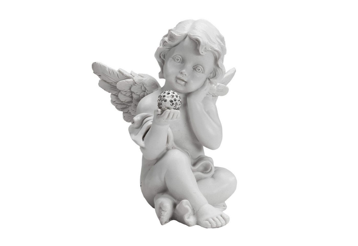 Out of the Blue Engelfigur Weißer Polyresin Engel mit Kristalldeko Sitzend - Engelsfigur (1 St), Kristalldekoration, Perfekt zu jedem Anlass, Dekofigur Engel von Out of the Blue