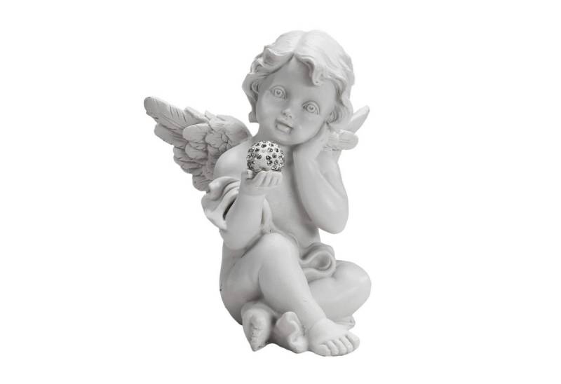 Out of the Blue Engelfigur Weißer Polyresin Engel mit Kristalldeko Sitzend - Engelsfigur (1 St), Kristalldekoration, Perfekt zu jedem Anlass, Dekofigur Engel von Out of the Blue