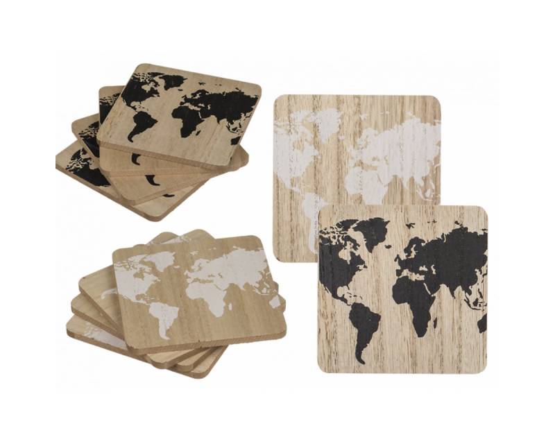 Out of the Blue Getränkeuntersetzer Holz-Untersetzer, Weltkarte, ca. 9,5 x 9,5 cm Out of the Blue Getränkeuntersetzer Holz-Untersetzer, Weltkarte, ca. 9,5 x 9,5 cm von Out of the Blue