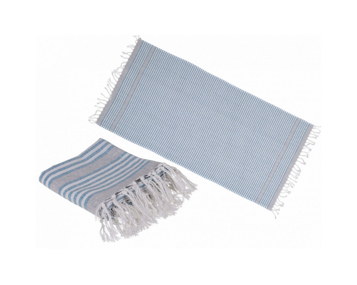 Out of the Blue Hamamtuch Weiß/blaues Fouta-Hamamtuch (für Sauna & Strand) von Out of the Blue