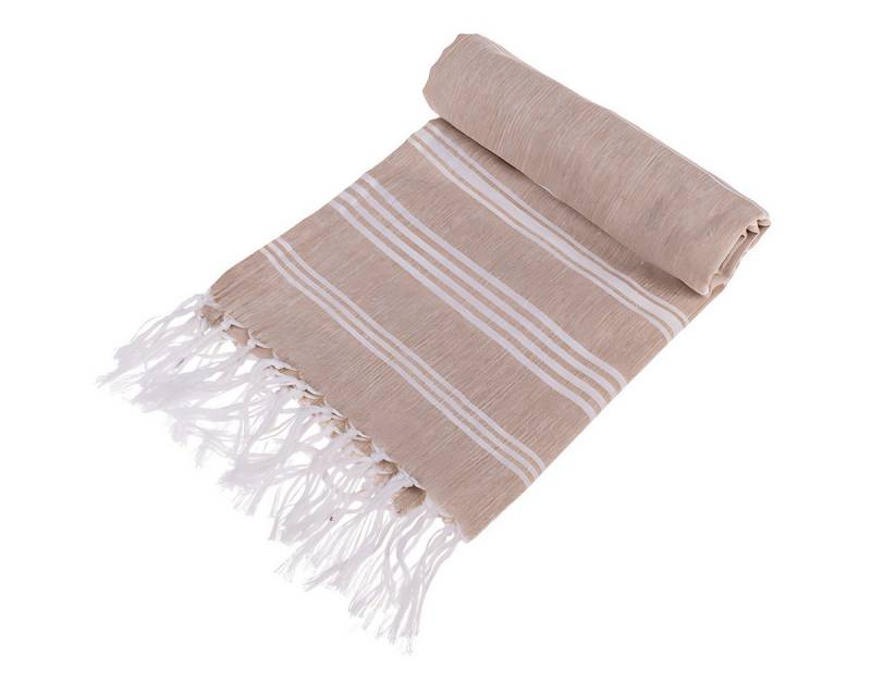 Out of the Blue Hamamtuch Weiß/braunes Fouta-Hamamtuch (für Sauna & Strand) von Out of the Blue