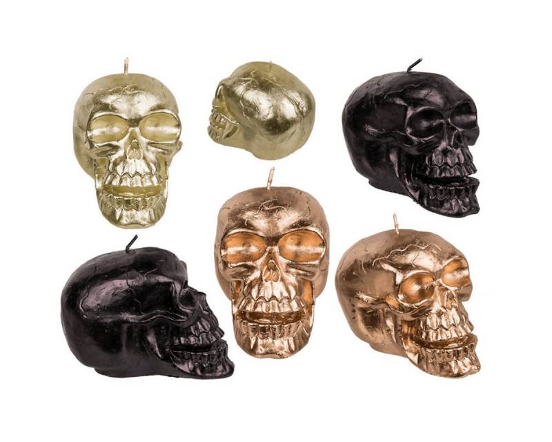 Out of the Blue Kugelkerze Kerze, Totenkopf, ca. 12 x 7,5 x 8,5 cm von Out of the Blue