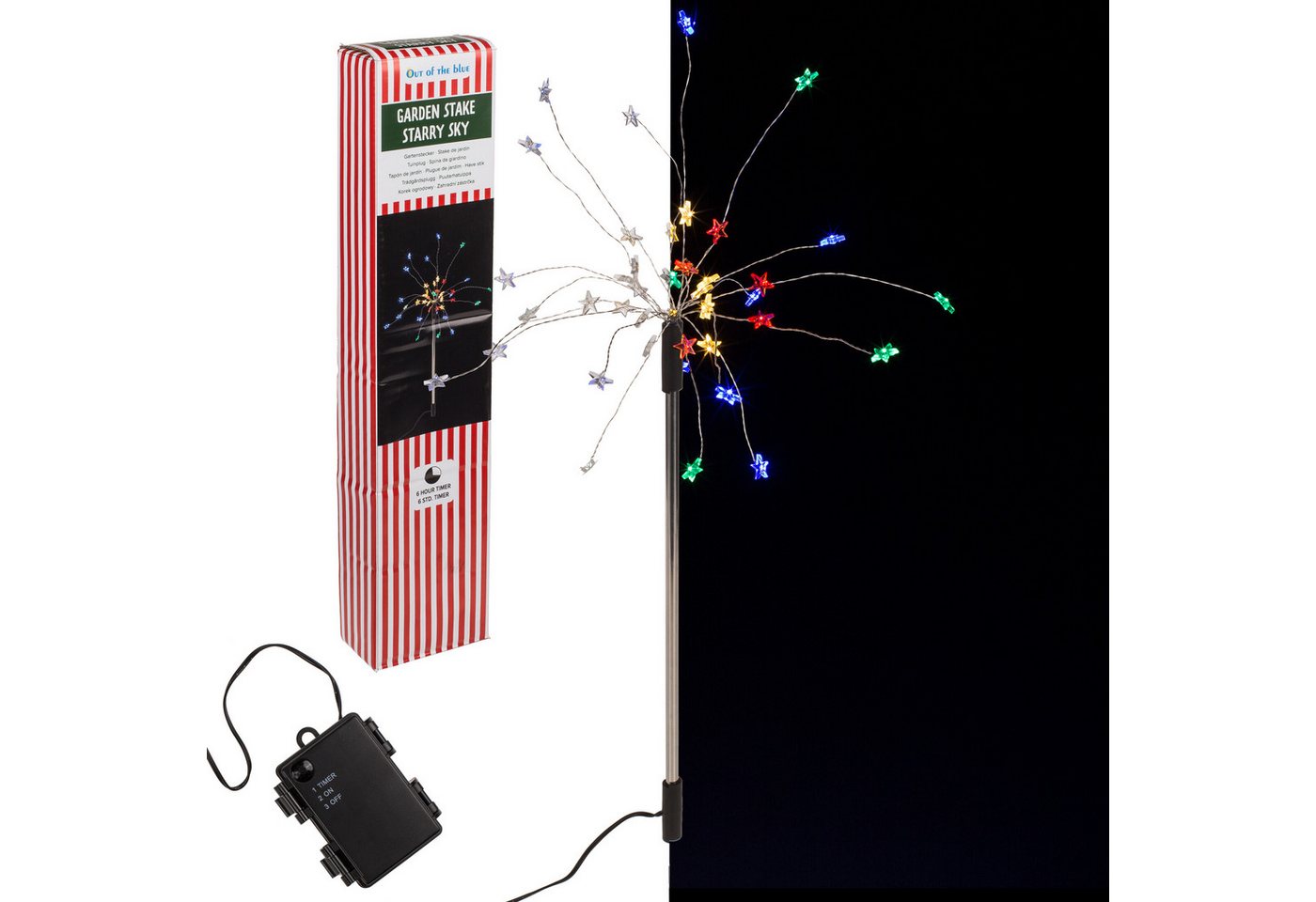 Out of the Blue LED Dekolicht LED Gartenstecker Sternenhimmel bunt mit Timer, Batteriebetrieb, Timerfunktion, Ein-/Ausschalter, LED, mit 6-Std. Timer, IP44, 40 LEDs Out of the Blue LED Dekolicht LED Gartenstecker Sternenhimmel bunt mit Timer, Batteriebetrieb, Timerfunktion, Ein-/Ausschalter, LED, mit 6-Std. Timer, IP44, 40 LEDs von Out of the Blue