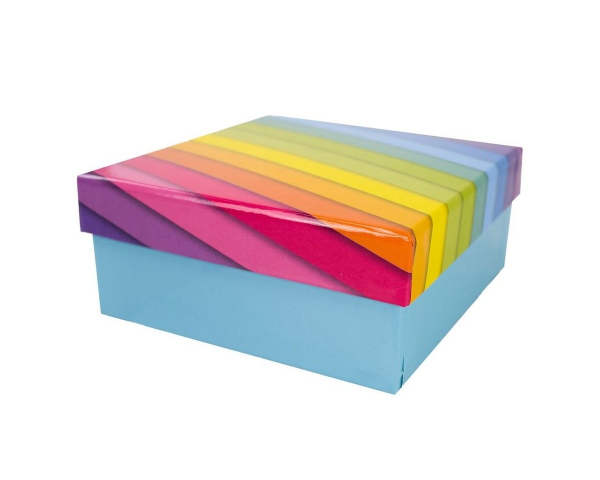 Out of the Blue Stapelbox Geschenkkarton in verschiedenen Größen hellblau mit Regenbogen, mit abnehmbaren Deckel von Out of the Blue