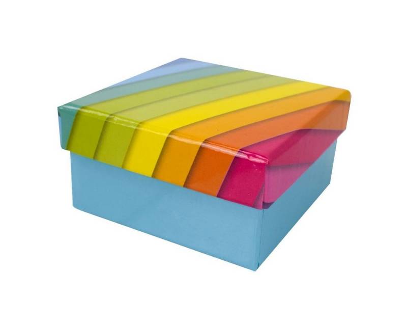 Out of the Blue Stapelbox Geschenkkarton in verschiedenen Größen hellblau mit Regenbogen, mit abnehmbaren Deckel von Out of the Blue