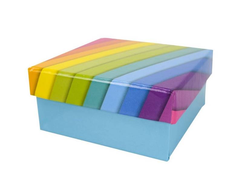 Out of the Blue Stapelbox Geschenkkarton in verschiedenen Größen hellblau mit Regenbogen, mit abnehmbaren Deckel von Out of the Blue