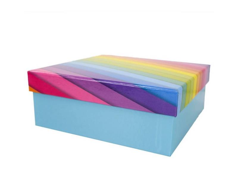 Out of the Blue Stapelbox Geschenkkarton in verschiedenen Größen hellblau mit Regenbogen, mit abnehmbaren Deckel von Out of the Blue