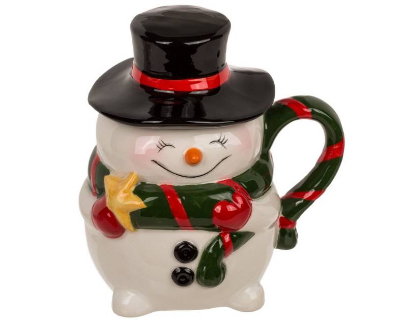 Out of the Blue Tasse Becher mit Deckel Funny Snowman Schneemann Kaffee Tasse Weihnacht Deko, Keramik, mit Deckel Out of the Blue Tasse Becher mit Deckel Funny Snowman Schneemann Kaffee Tasse Weihnacht Deko, Keramik, mit Deckel von Out of the Blue