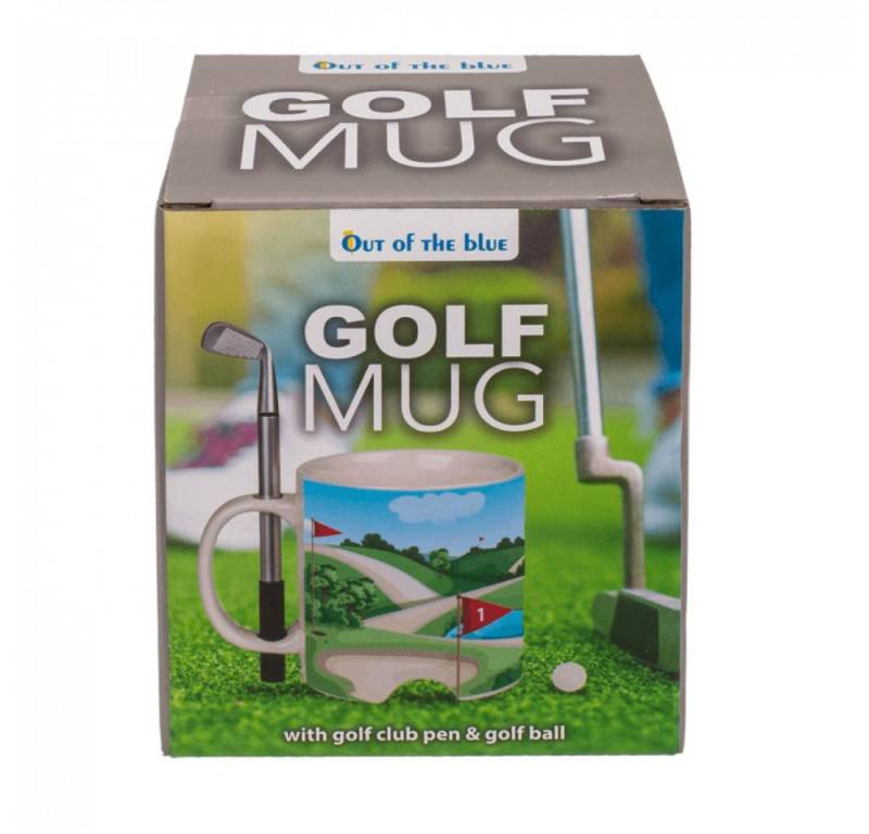 Out of the Blue Tasse Kaffeetasse Motiv Golfplatz, mit Kugelschreiber Maße ca. 10 x 8 cm, au, Steingut von Out of the Blue