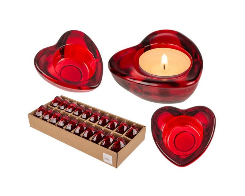 Out of the Blue Teelichthalter Roter Glas-Teelichthalter, Herz, ca. 8 x 8 cm Out of the Blue Teelichthalter Roter Glas-Teelichthalter, Herz, ca. 8 x 8 cm von Out of the Blue