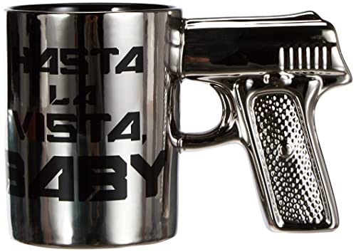 Tasse (Mug) Silberfarben mit Pistolengriff/Maße: 15,5x8x10,4 cm. von Out of the blue
