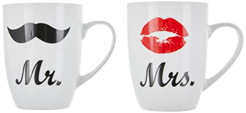 Out of the Blue Becher, Porzellan, Kaffeebecher "Mr. und Mrs." Geschenkset von ootb