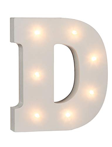 Out of the Blue 57/6077 - Holz Buchstabe "D" beleuchtet mit 7 LED Lichtern, batteriebetrieben, ca. 16 cm von ootb
