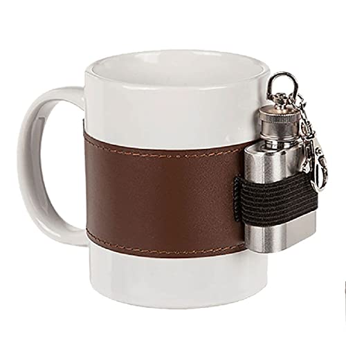 OOTB Weißer Keramik-Becher, Extra Shot, mit Metall-Flachmann, 2-teiliges Set von ootb