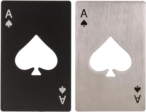 2 Stück Flaschenöffner Poker-Ass, Edelstahl Bieröffner in Schwarz und Silber, Pik-Ass Design für Party, Bar, Männerabende & Junggesellenabschiede, Spielkarte als Geschenkidee 2 Stück Flaschenöffner Poker-Ass, Edelstahl Bieröffner in Schwarz und Silber, Pik-Ass Design für Party, Bar, Männerabende & Junggesellenabschiede, Spielkarte als Geschenkidee von Out of the blue