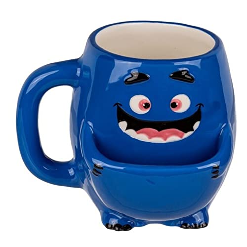 Blaues Monster Kaffeebecher mit Keksfach - Tasse Kaffeetasse von ootb