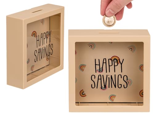 Cremefarbene Spardose mit Regenbögen, Happy Savings, ca. 15 cm, aus Kunststoff, Creme Cremefarbene Spardose mit Regenbögen, Happy Savings, ca. 15 cm, aus Kunststoff, Creme von Out of the blue