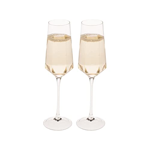 Out of the Blue Diamant Sektgläser im 2er Set, Glas, Diamant, Sektglas, Gläser, 200 Milliliter, Hochzeit, Geburtstag, Weihnachten von Out of the blue