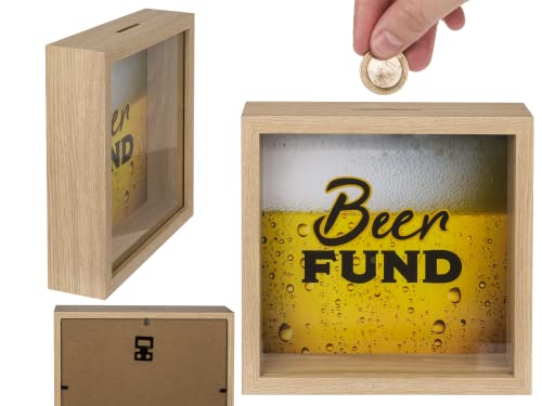 Holz-Spardose, Beer Fund, im Rahmen, ca. 20 x 20 cm von Out of the blue