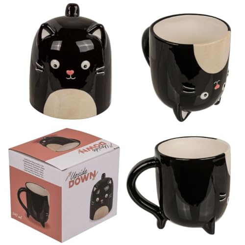 Kaffeetasse Katze ca. 12 x 14 cm drehbar 540ml Kopfüber Tasse Schwarz Kätzchen Kaffeetasse Katze ca. 12 x 14 cm drehbar 540ml Kopfüber Tasse Schwarz Kätzchen von Out of the blue