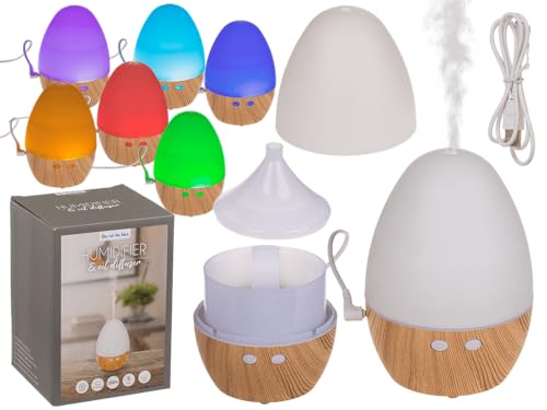 Luftbefeuchter/Öl-Diffuser, Ei, mit 7 farbwechselnden LED & USB-Kabel, für ca. 120 ml, ca. 15 cm, aus Kunststoff, im Geschenkkarton von Out of the blue
