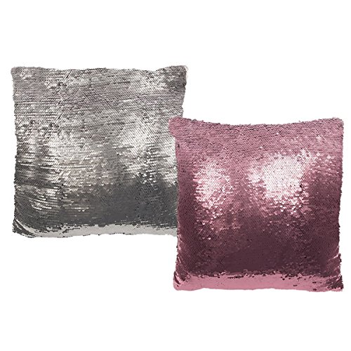 OOTB Silber/rosafarbenes Pailletten-Kissen, Glamour, mit Reissverschluss, Polyester/PET, Mehrfarbig, 37.5 x 6 x 36.5 cm OOTB Silber/rosafarbenes Pailletten-Kissen, Glamour, mit Reissverschluss, Polyester/PET, Mehrfarbig, 37.5 x 6 x 36.5 cm von Out of the blue