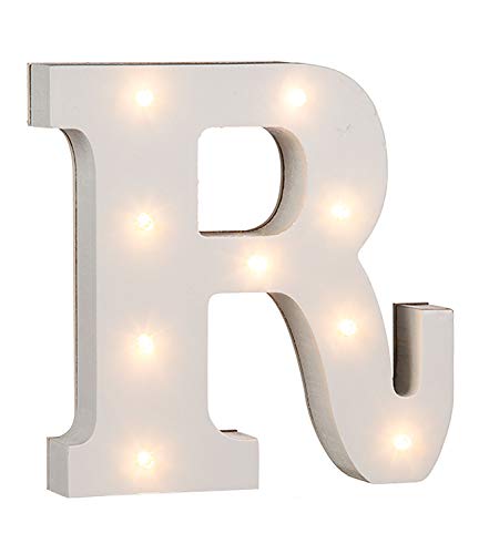Out of the Blue 57/6091 - Holz Buchstabe "R" beleuchtet mit 9 LED Lichtern, batteriebetrieben, ca. 16 cm von ootb