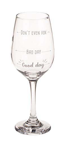 Out of the Blue 750116 - Weinglas bedruckt - Don't even ask - Bad day - Good day, für ca. 420 ml, ca. 22,5 cm, in Geschenkkarton aus Kraftpapier von Out of the blue