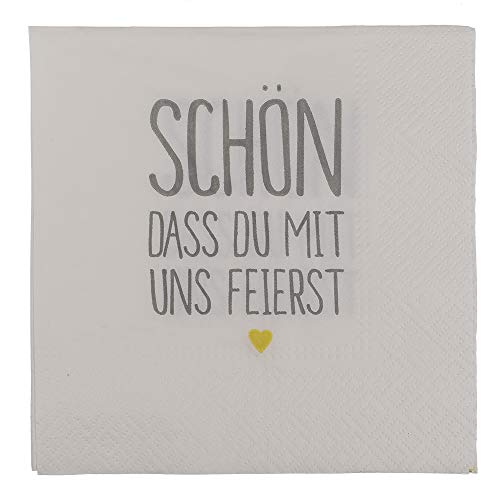 Out of the blue 145269 Weiß-graue Papierservietten, Schön dass du mit uns Feierst, Papier Out of the blue 145269 Weiß-graue Papierservietten, Schön dass du mit uns Feierst, Papier von Out of the blue