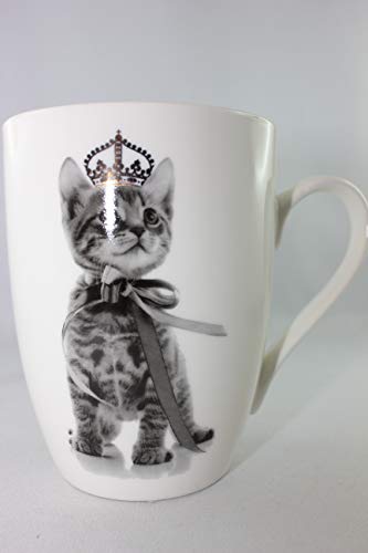 Out of the blue - 78/8307 - Becher, Katze mit goldfarbener Krone, Porzellan, Höhe: 10,5cm Durchmesser 8cm von Out of the blue