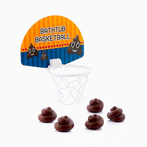 Out of the blue Badewannen-Basketball-Set, Poo, ca. 15,5 cm, aus Kunststoff, 8-teilig, im farbigen Geschenkkarton, Mehrfarbig von Out of the blue