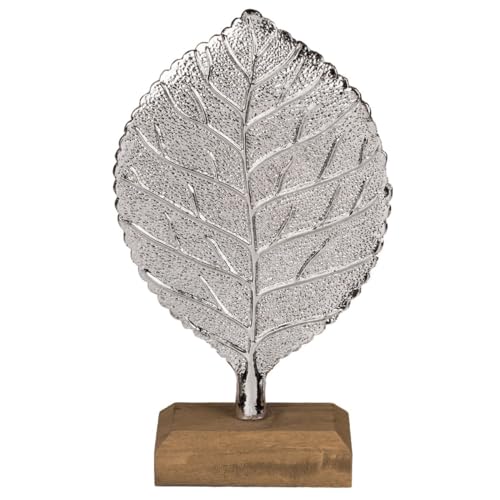 Out of the blue Dekofigur Skulptur Blatt 22cm Aluminium auf Sockel Dekoobjekt Statue von Out of the blue