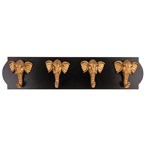 Out of the blue Goldener Elefant Garderobe mit 4 Haken - Wandgarderobe Hakenleiste Garderobenleiste von Out of the blue