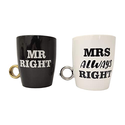 Out of the blue Mr. Right und Mrs. always Right Kaffeebecher mit Ring - Tasse Kaffeetasse von Out of the blue