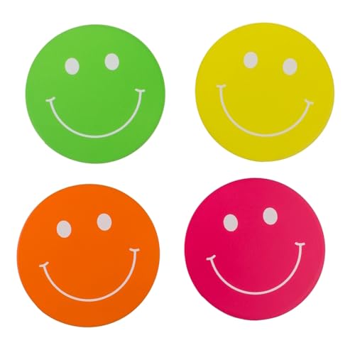 Out of the blue Smile Gesichter Untersetzer in Neon-Farben im 4er Set - Bierdeckel Glasuntersetzer Unterleger von Out of the blue