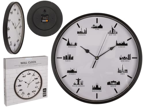 Out of the blue Wanduhr, Skylines, 30 x 30 x 3,8 cm, für 1 Mignon Batterie (AA), im Geschenkkarton von Out of the blue