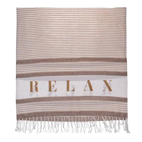 Out of the blue Weiß/Creme/braunfarbenes Fouta-Hamamtuch, Relax, (für Sauna & Strand), 80 x 170 cm, 80% Baumwolle & 20% Polyester von Out of the blue