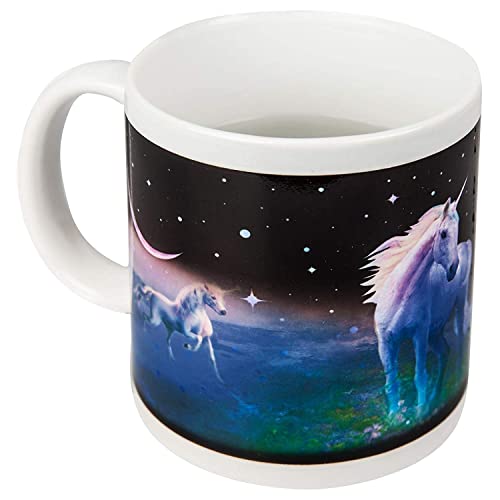 Out of the blue Weiße Tasse Einhorn mit Wärmereaktion, ca. 12 x 8 cm, Steingut von Out of the blue