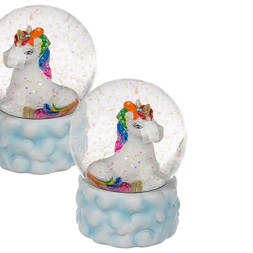 Schöne Regenbogen-Einhorn-Schneekugel auf hübschem Wolkensockel von ootb