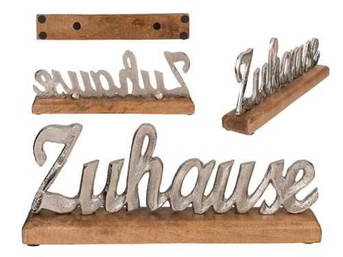 Silberfarbener Schriftzug, Zuhause, auf Holz-Standfuß, ca. 31 x 12 cm, Braun Silberfarbener Schriftzug, Zuhause, auf Holz-Standfuß, ca. 31 x 12 cm, Braun von Out of the blue
