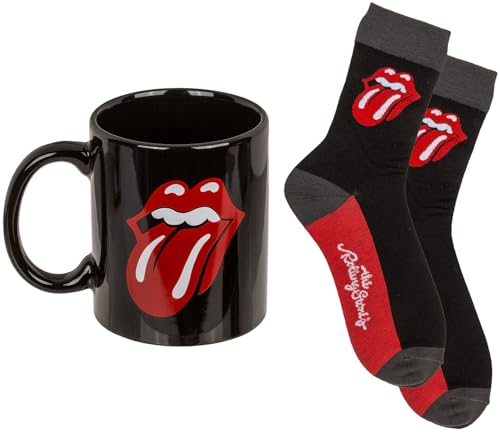 The Rolling Stones Fan Geschenkset Kaffeebecher 315 ml Socken 41-45 Geschenkbox von Out of the blue