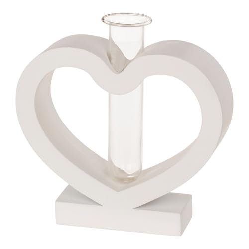 Weißes Herz mit Glasröhrchen Blumenvase - Hochzeit Tischdeko von Out of the blue