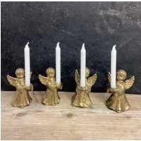 4 Vintage Engel Kerzenhalter Aus Messing Mit 40 Kerzen, Weihnachtsdekoration, Geschenk Für Die Liebsten von OutOfMyBarn