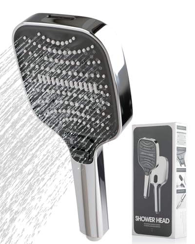 Duschkopf mit Hohem Wasserdruck, Handbrause Dusche mit 8 Strahlarten, 26.5 * 12cm Handbrause Duschkopf Gross, Duschbrause für Duschkopf Wassersparend, Hautfreundlich Brausekopf Silikon Dusche von OutStep