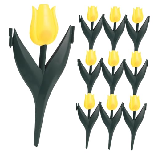 Outanaya 10 Stück Teiliges Tulpen gartenzaun Robustem Kunststoff Realistische Gelbe Blumen gartenbegrenzung Einfache Installation Dekorative Landschaftseinfassung für Grünflächen von Outanaya