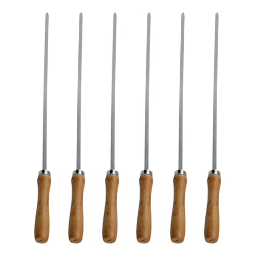 Outanaya 6 Stück Teiliges Bbq grillgabel Rostfreiem Edelstahl mit Ergonomischem Holzgriff Scharf und Rostfrei Vielseitig für Fleisch Obst Käse und Mais Einfach zu Reinigen für von Outanaya