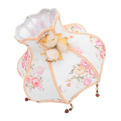 Outanaya Europäischer Vintage Lampenschirm aus Stoff mit Spitzenperlen Hochwertiger Lampenabdeckung für Tisch Stehlampen Leicht Stabil Einfach zu Montieren Sanftes Licht für Gemütliche von Outanaya