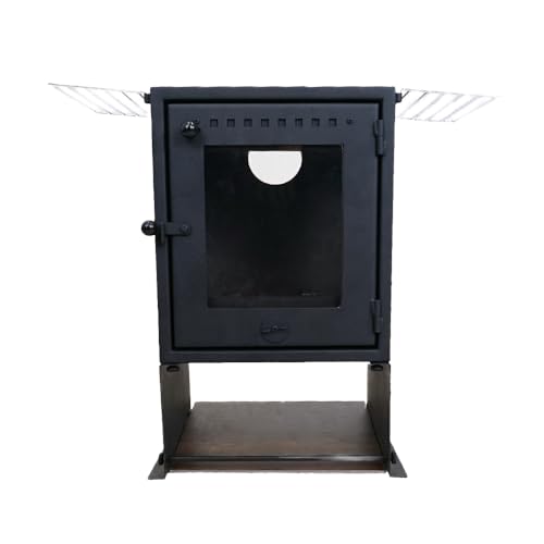 Outbacker Ignis 270° Flammenansicht Ofen | 4,5 kW 21 kg | keine Haube | Doppelabzug-Set (1,5 m Doppel) von Outbacker