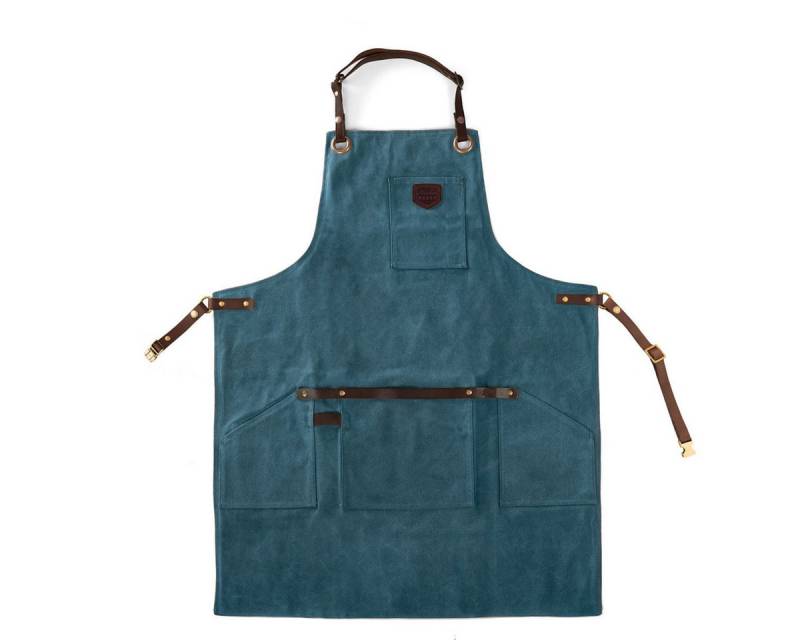 Outbacker Umhängeschürze Schürze No. 547 aus gewachstem Canvas & echtem Leder mit Taschen von Outbacker
