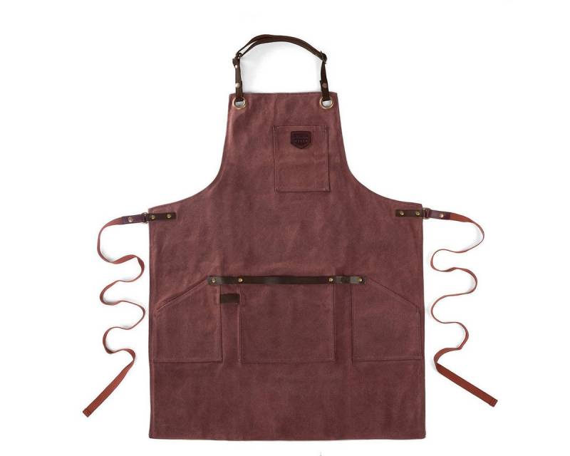 Outbacker Umhängeschürze Schürze No. 547 aus gewachstem Canvas & echtem Leder mit Taschen von Outbacker
